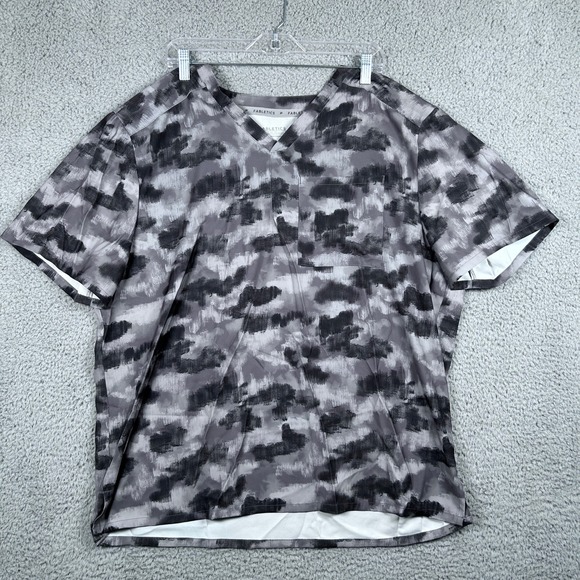 Fabletics Other - Fabletics Abstract Camo Shirt Mens XXL Grey V-Neck Performance Scrub Top 01847